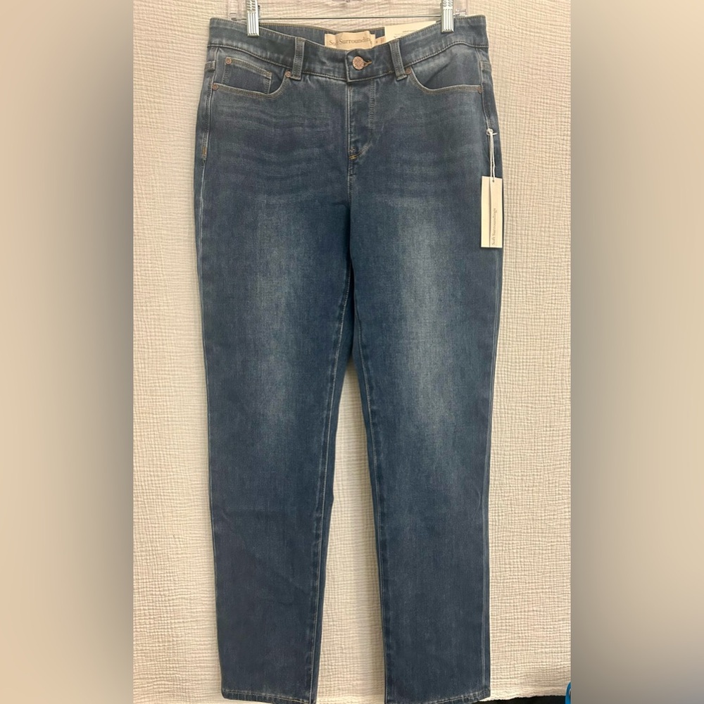Soft Surroundings Straight Leg Denim Stretch Blue Jeans nwt sz M Medium
